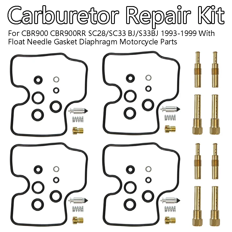 4Sets CBR 900 RR Motorcycle Carburetor Repair Kit Rebuild For CBR900RR Sc28 1993 1994 1995