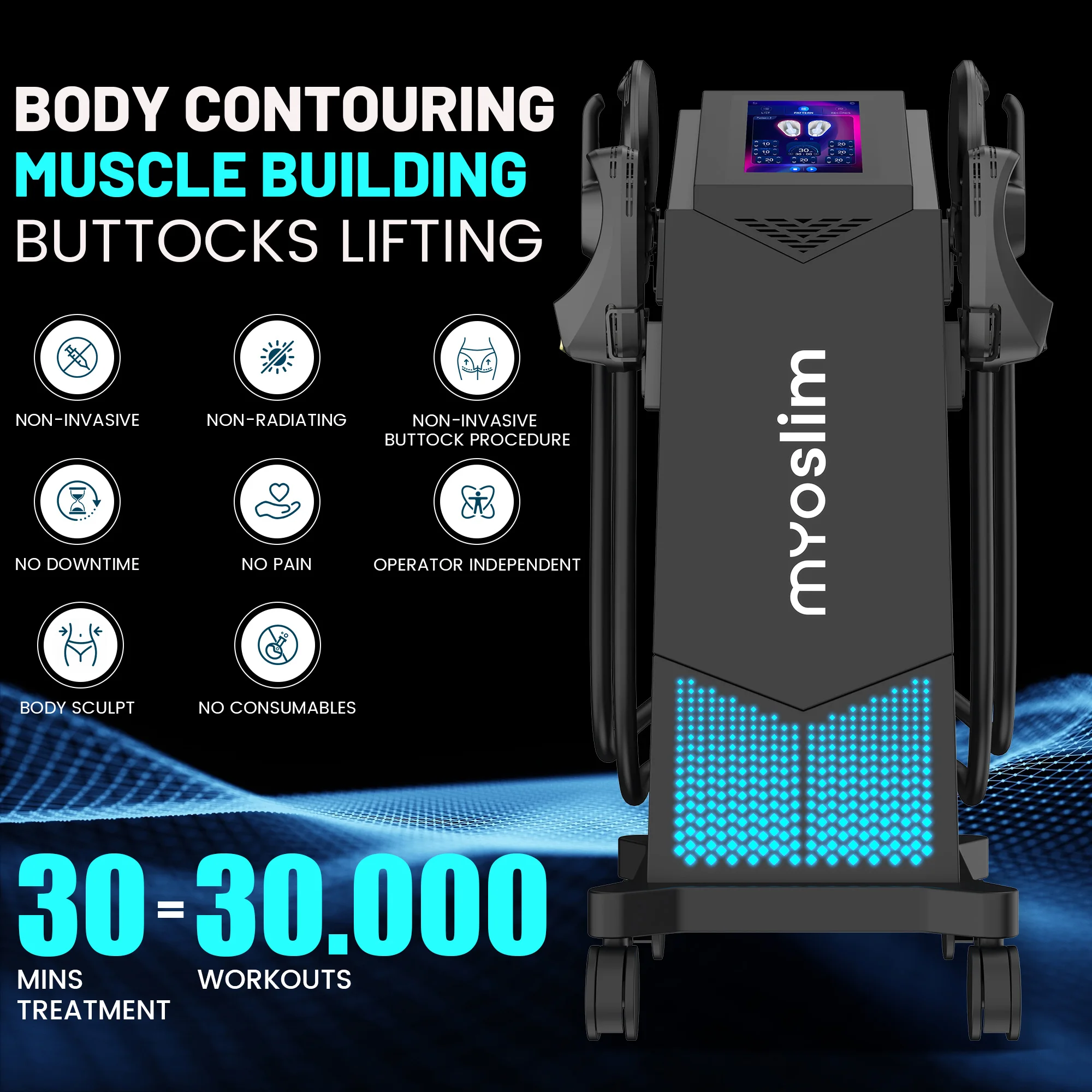 EMS Body Sculpt Machine RF Sculpting Weight Loss Burning Fat Slimming Muscle Stimulation Equipment 6500W HI-EMT MYOslim EMS