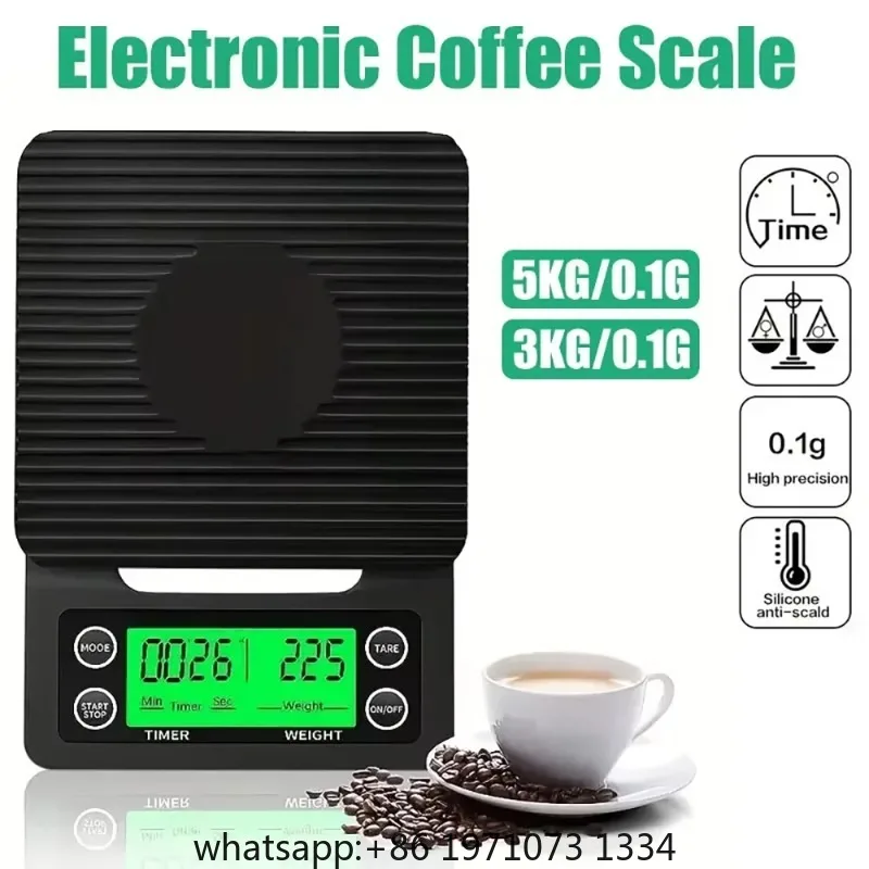 2026New 3kg/0.1g Coffee Scale Kitchen Tools Digital Multifunction Weighing Scale Pour Over Drip Espresso Scale LCD Display