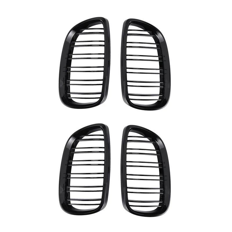 4Pcs Front Bumper Kidney Twin Fins Sport Grill Grille For BMW E92 E93 M3 2006-2009 08-13 3-Series M3(E92/E93) 07-10