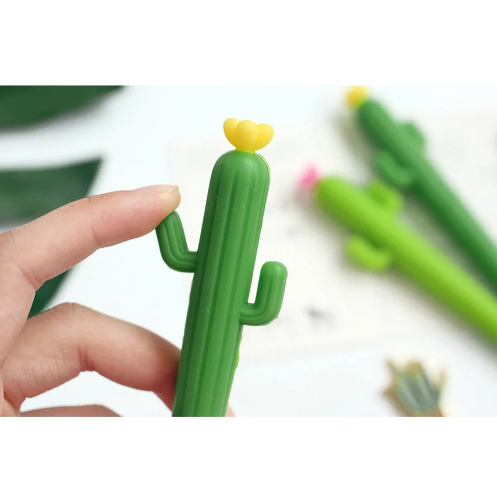 

24Pcs Cartoon Cactus Gel Pen Creative 0.5mm Black Ink for Students Writing Stationery Gift Pink Yellow Cartoon Pen