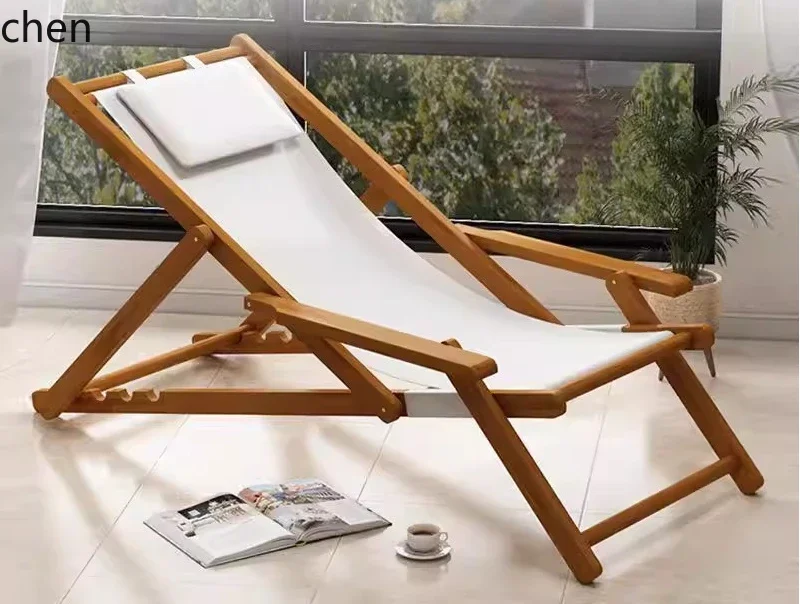 PYH Foldable Recliner Home Courtyard Balcony Lunch Break Chair Outdoor Canvas Camping Dual-use Chair