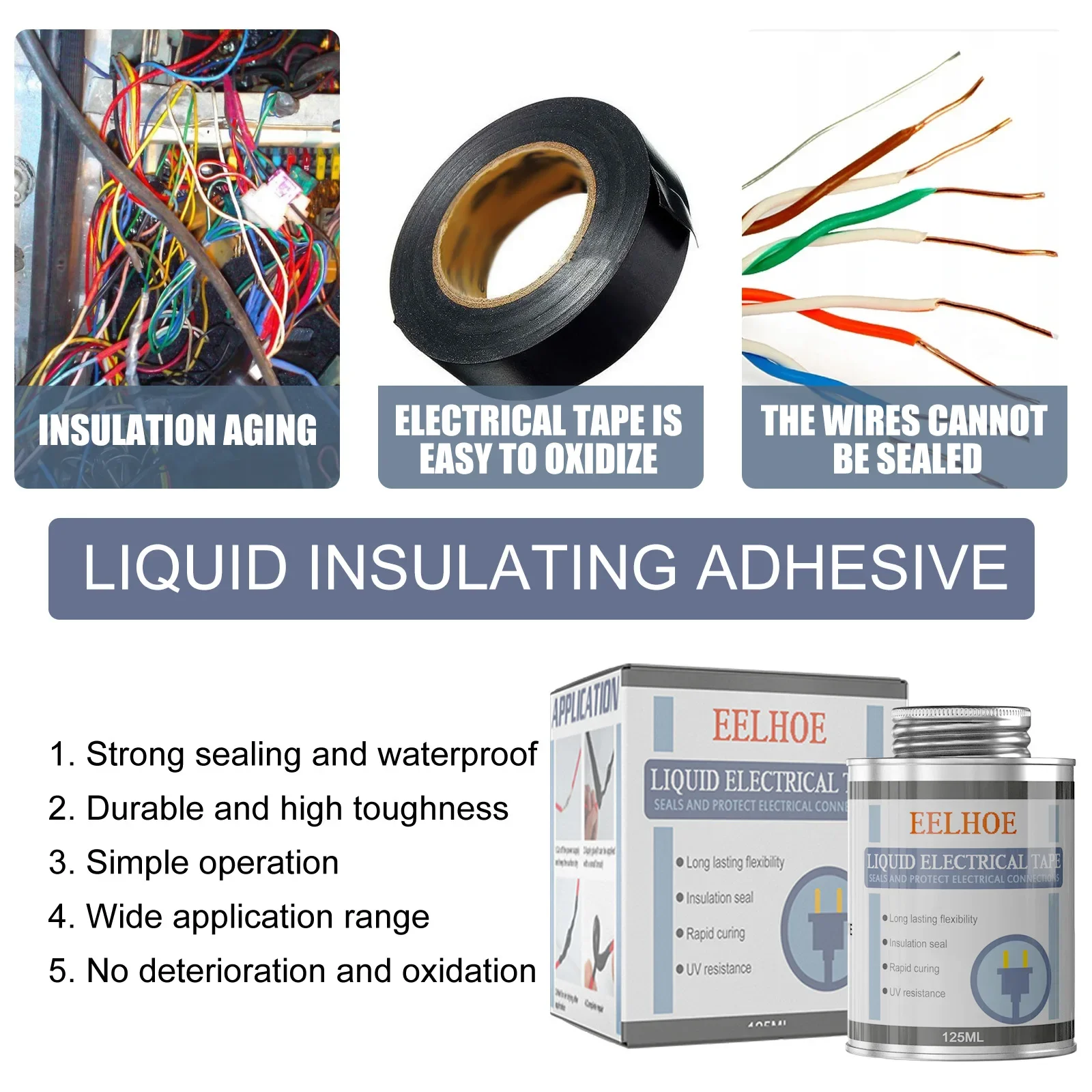 125ML Liquid Insulating High Temperature Glue Waterproof Anti UV Lamp Board Insulation Electrical Sealant Liquid Tape Paste