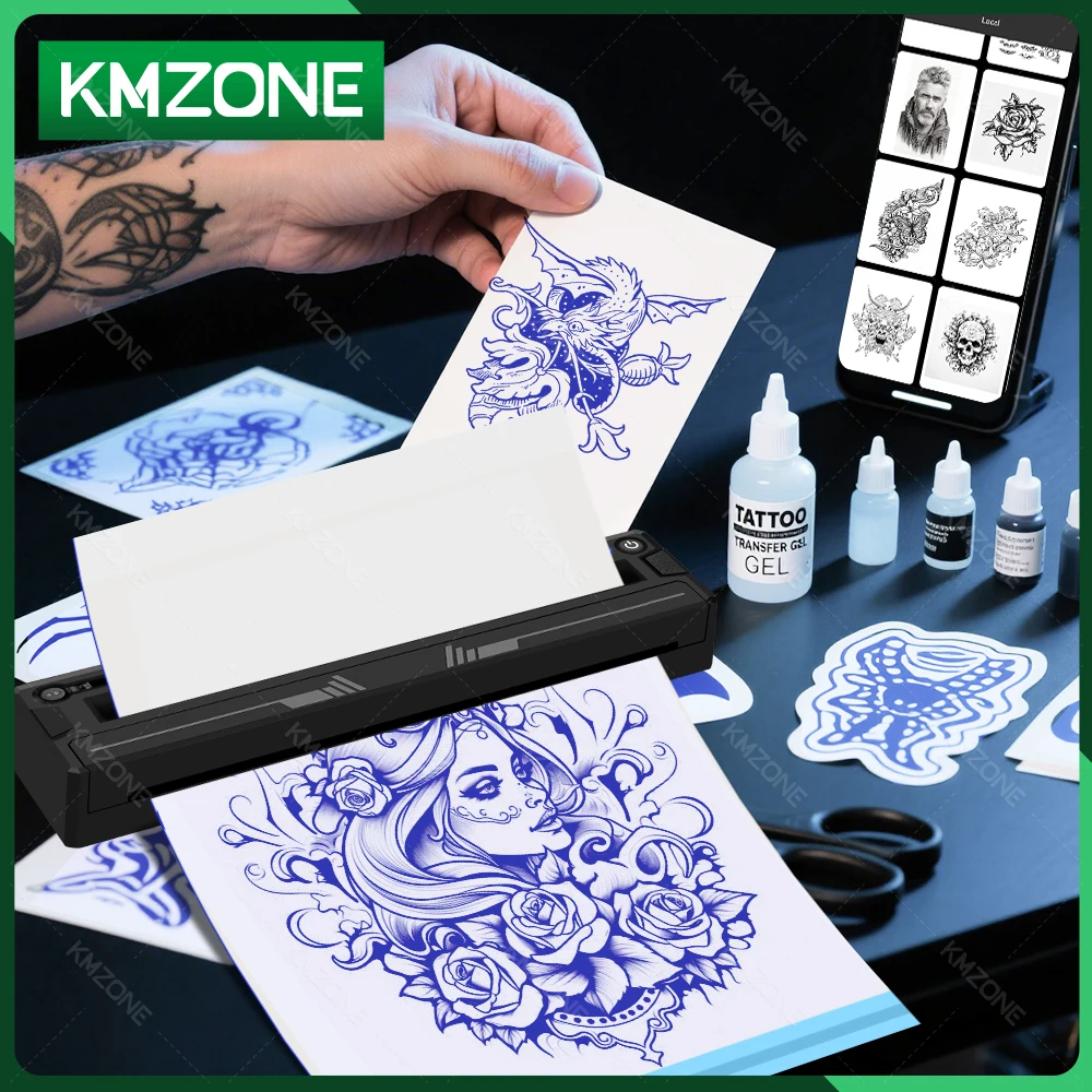 Portable Tattoo Transfer Stencil Printer Tattoo Transfer Thermal Copier Machine PDF Word Office Print A4 Wireless with Papers