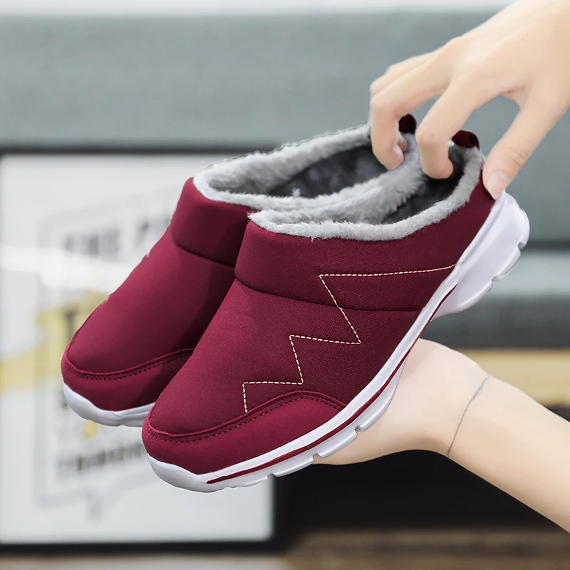 Winter Men Cotton Shoes Keep Warm Shoes Non-Slip Winter Home Slippers Soft Slippers Women Couples Comfortable Male Fur Slides