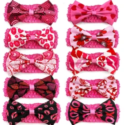 30/50pcs Valentine's Day Dog Acccessories Puppy Cat BowTie Collar Small Middle Large Dog Pet Supplies Dog Fashion Pink Bows