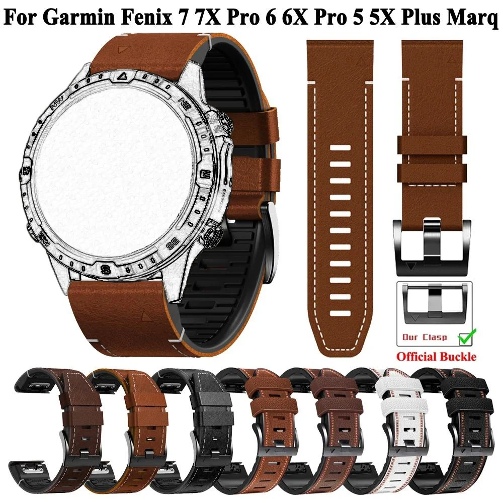 26 22mm cinturino QuickFit per Garmin Fenix 8 7 7X 6 5X 5 cinturino in pelle artificiale Epix Pro Gen 2 47mm 51mm Enduro 3 braccialetto