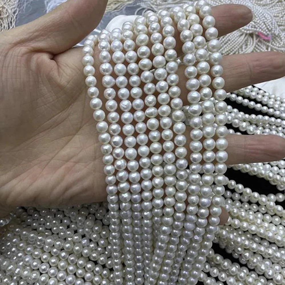 

Natural Freshwater Pearl 5-6mm AA Near Round Pearl Sparkling Isolated Bead Jewelry MakeDIY Necklace Bracelet Accessories Wedding