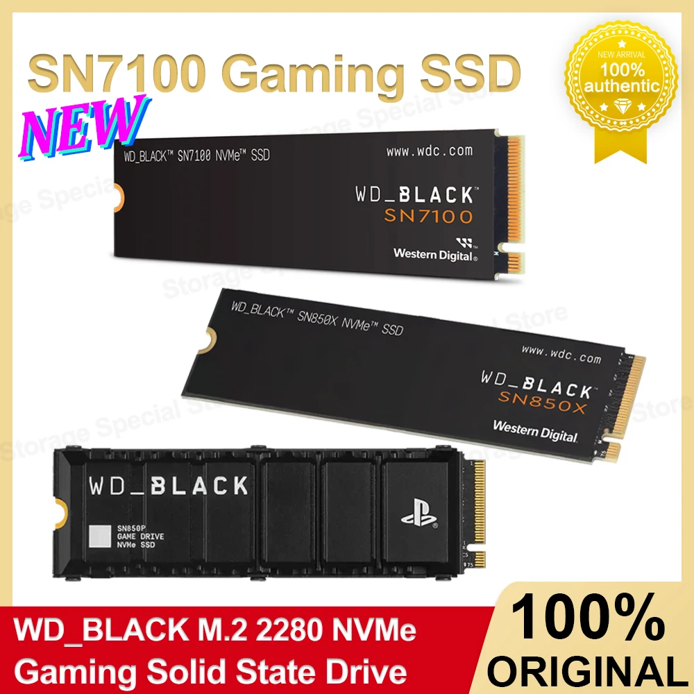 WD_BLACK M.2 2280 NVMe SSD SN7100 SN850X SN850P Gaming Solid State Drive PCIe Gen 4.0 High speed Drive Works for PS5 Hard Disk