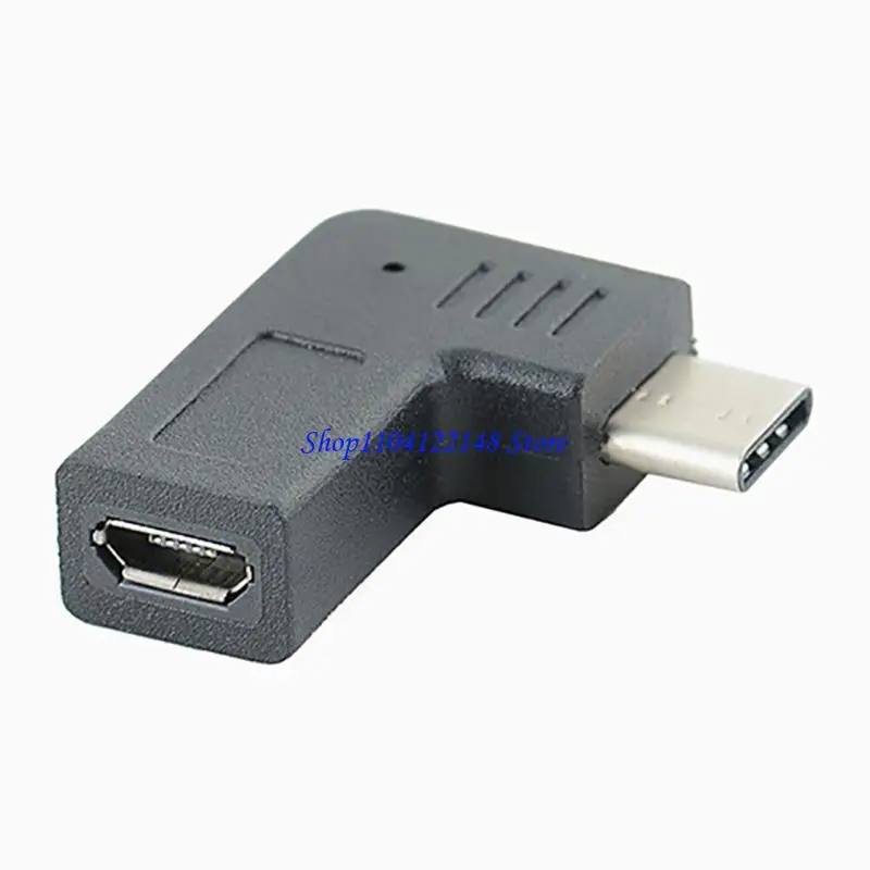 P9FA 90 Degree Bend Micro USB to Type-C Adapter Female to Male for Gaming Consoles