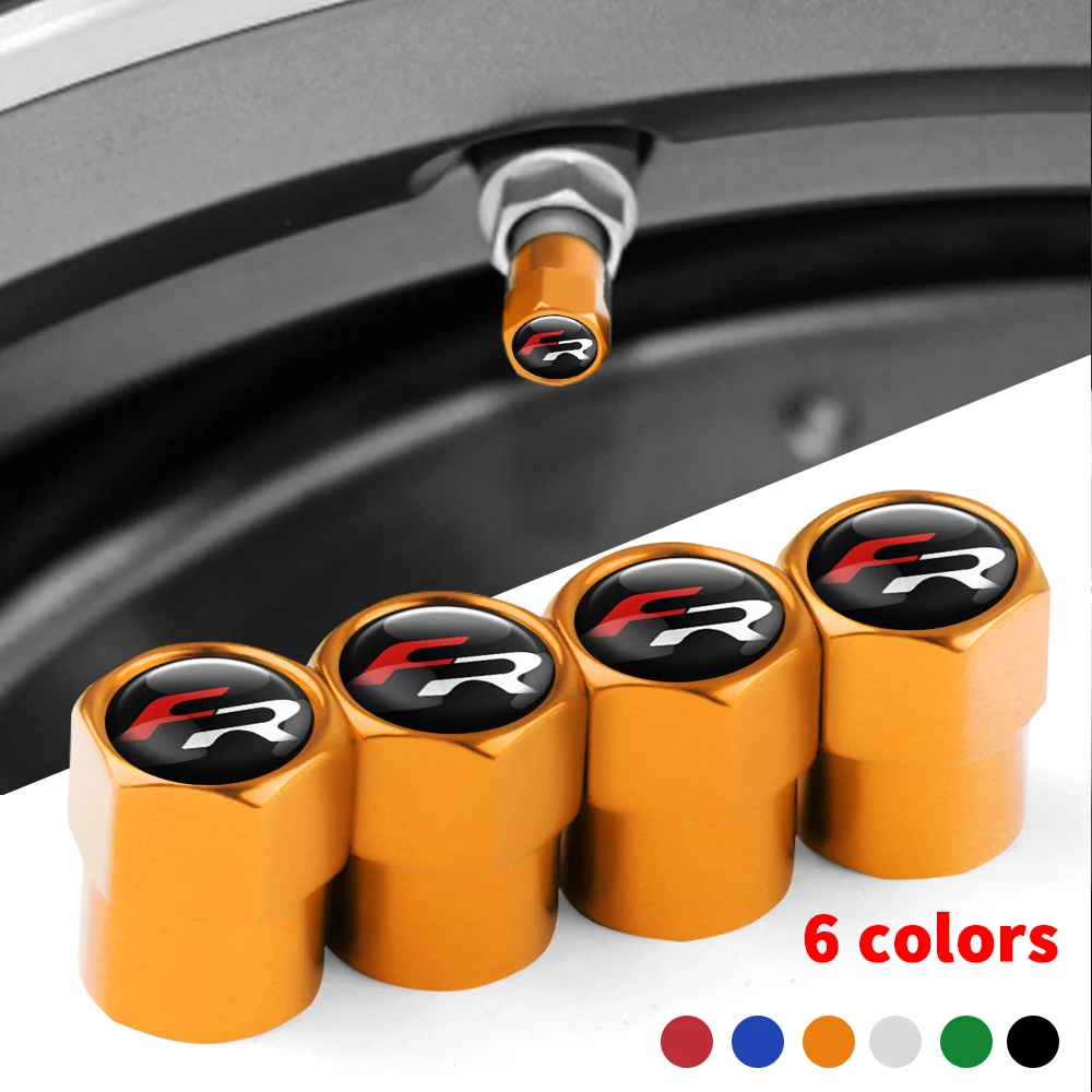 4PCS Copper Car Wheel Tire Valve Caps Tyre Rim Stem Covers Auto Dustproof Tire Cap For Seat Cupra FR Racing Ibiza Ateca Tarraco