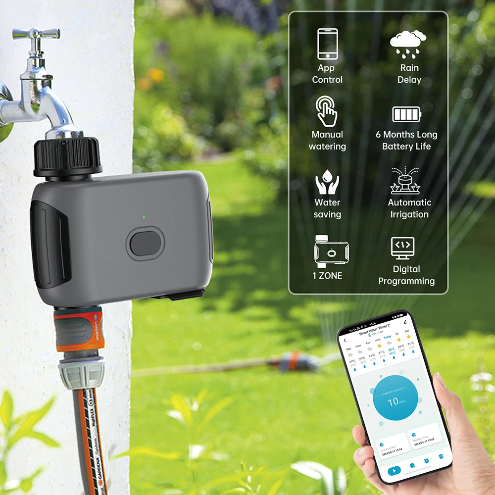 

Smart Water Valve Automatic Watering Controller Timer Irrigation Control Switch 20 Modes Selectable Faucet Switch APP Control