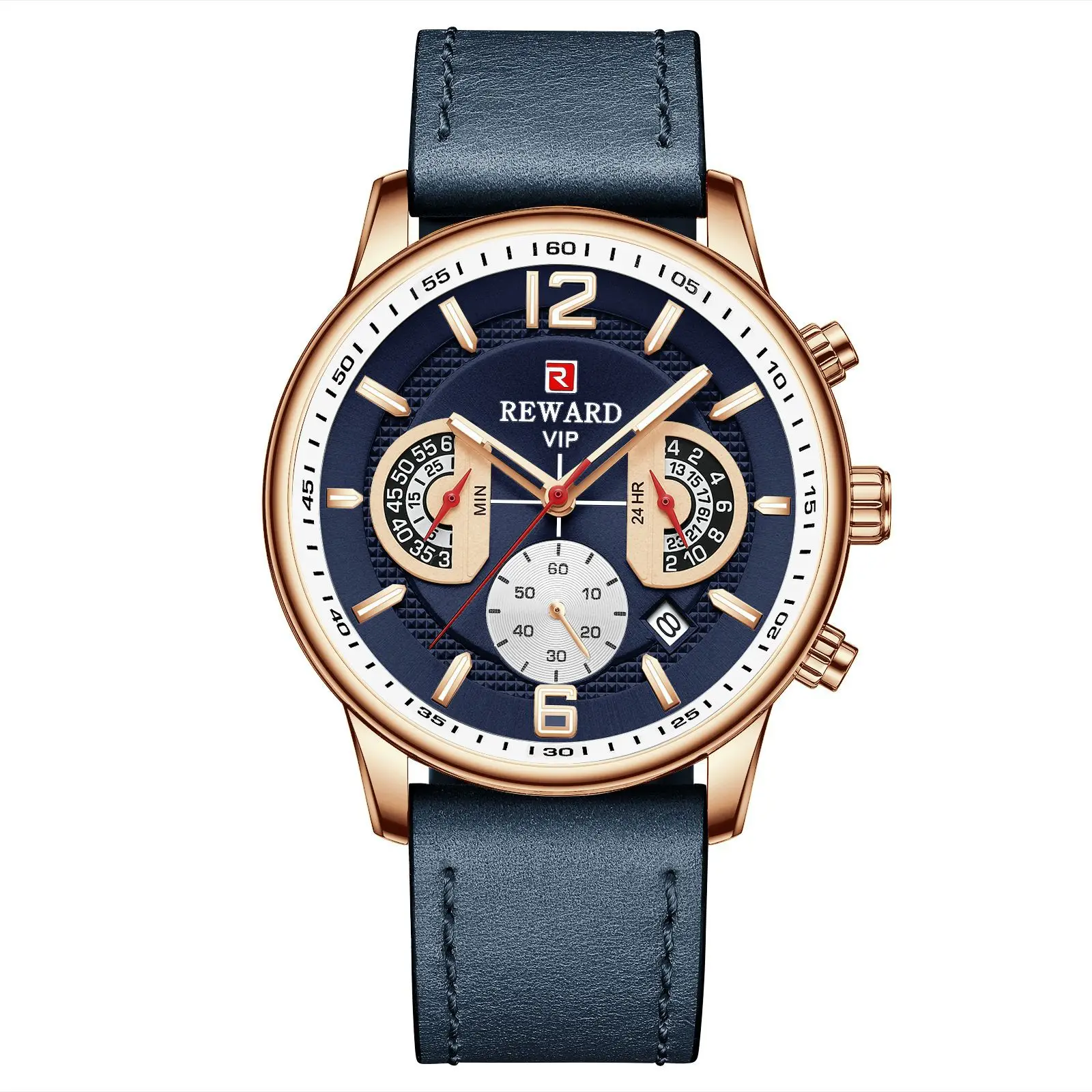 Relógio masculino high-end movimento de quartzo multi-funcional relógio esportivo à prova dwaterproof água cinto luminoso presente de aniversário