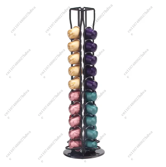 40 Pod Gold Coffee Capsules Nespresso Coffee Pods Holder Rotating Rack Coffee Capsule Stand Storage Shelve Organization Holder