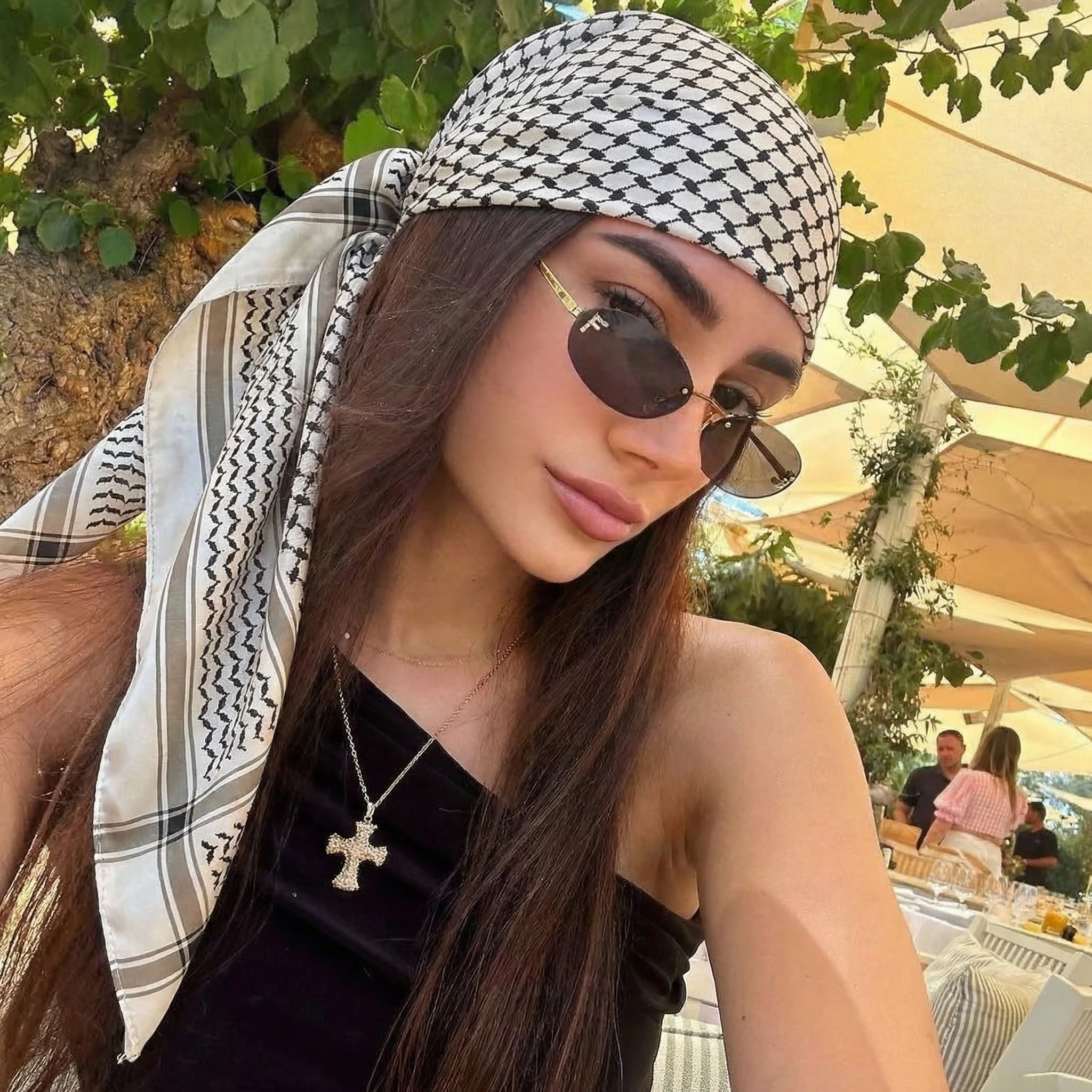 Luxury Brand Silk Satin Square Scarf Women Hijab Bandana Muslim Headscarves Shawl Wrap Ladies Headband Neckerchief Foulard 90cm image 3