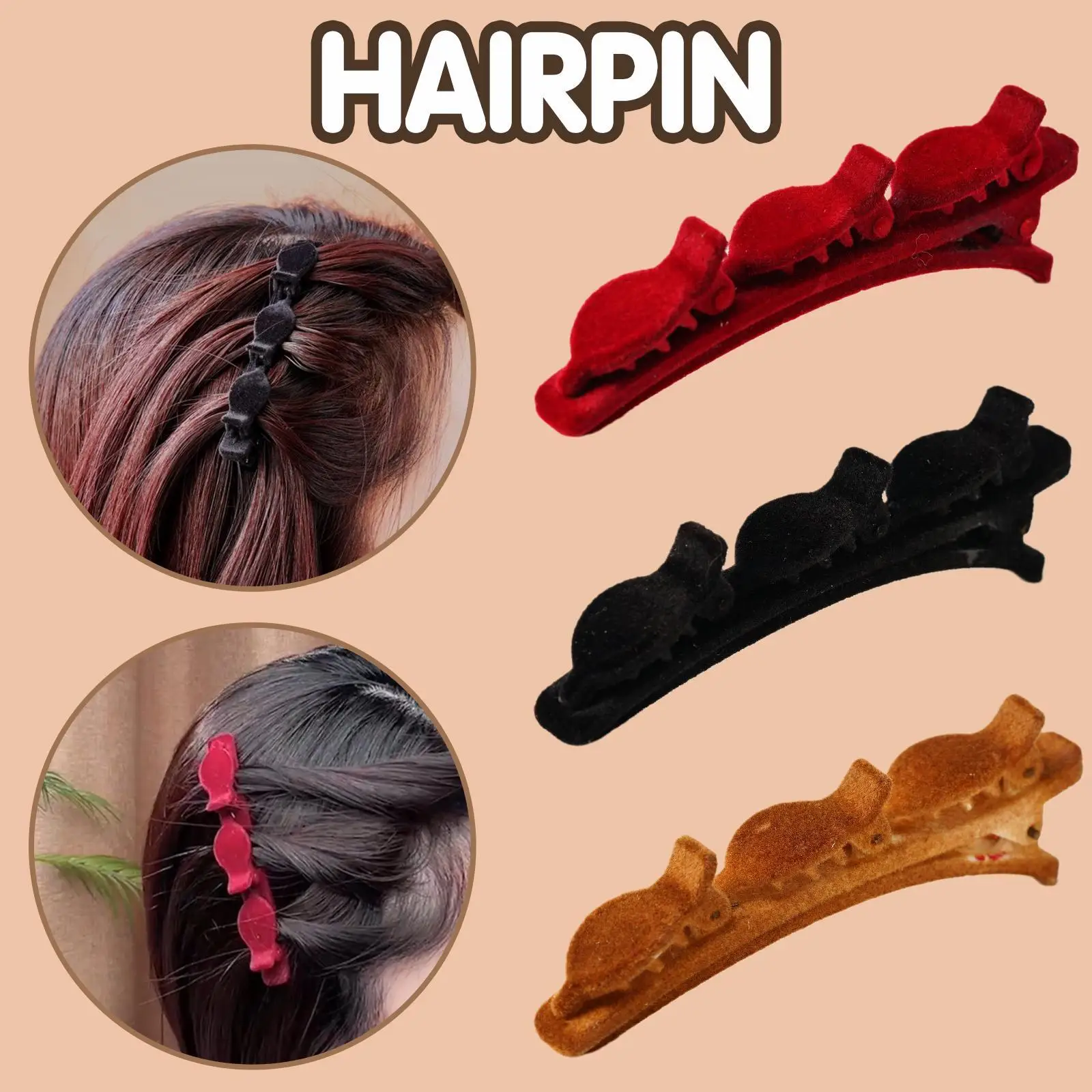 Double Layer Flocked Bangs Hair Clip Women Cute Twist Plait Barrettes Hairgrip Alice Braided Hairpins Hair Accessories