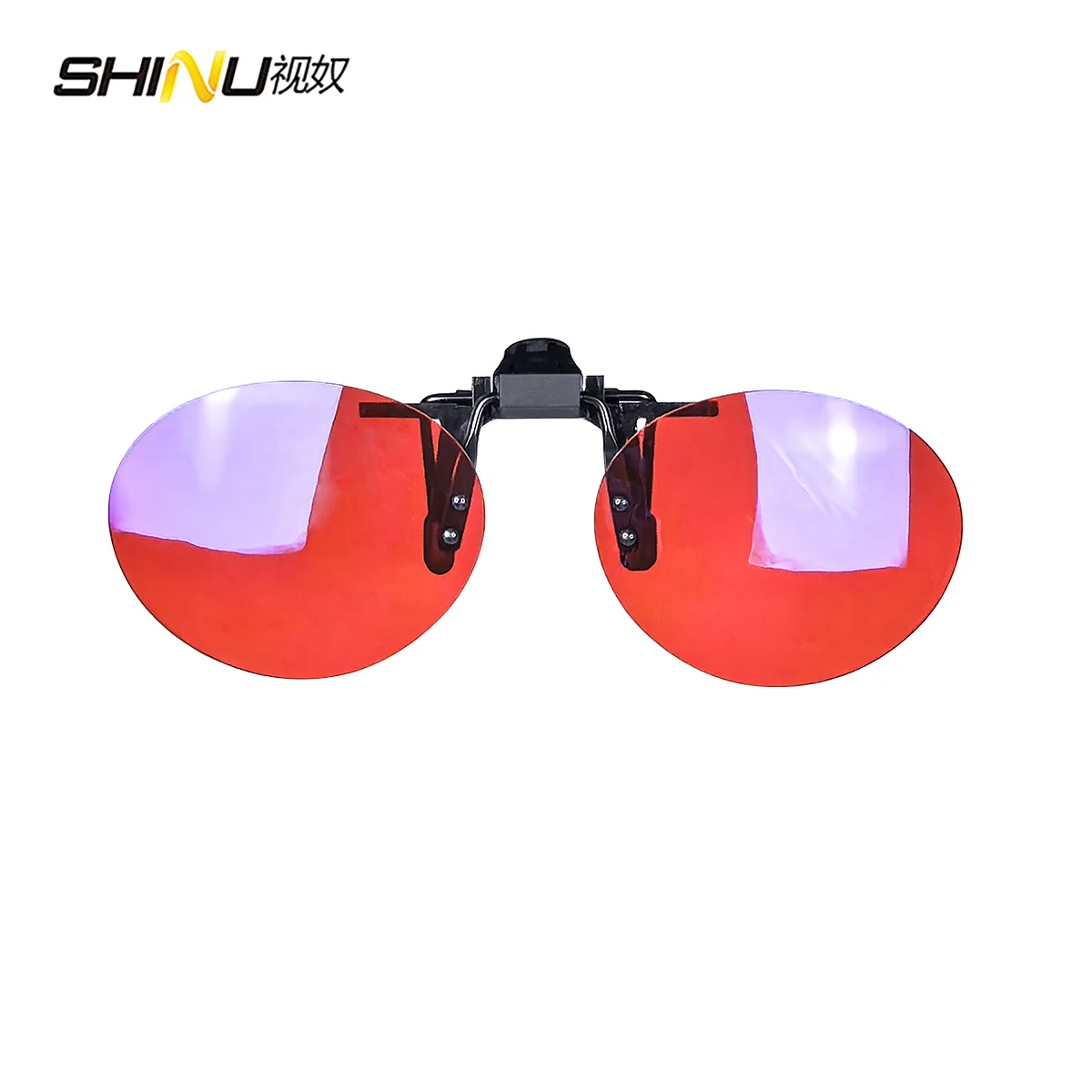 SHINU Rote Linsen-Clip-On-Brille zum Schlafen besser, runde orangefarbene Linse für Spiele oder Arbeiten, gelbe Linsen, Nachtsicht zum Fahren – Detail 2
