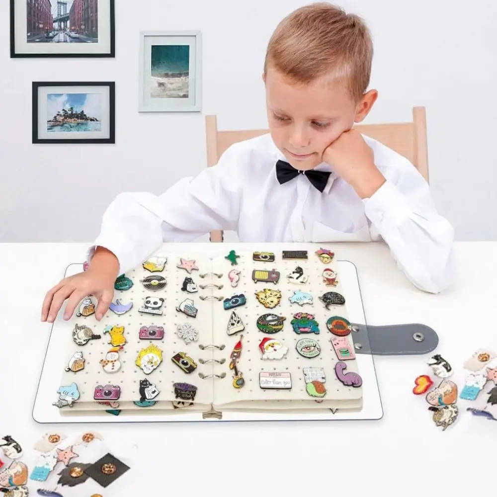 

8 Pages Felt Brooch Storage Book Space Saving Dust-proof Badge Charms Organizer Creative DIY Badges Collection Book