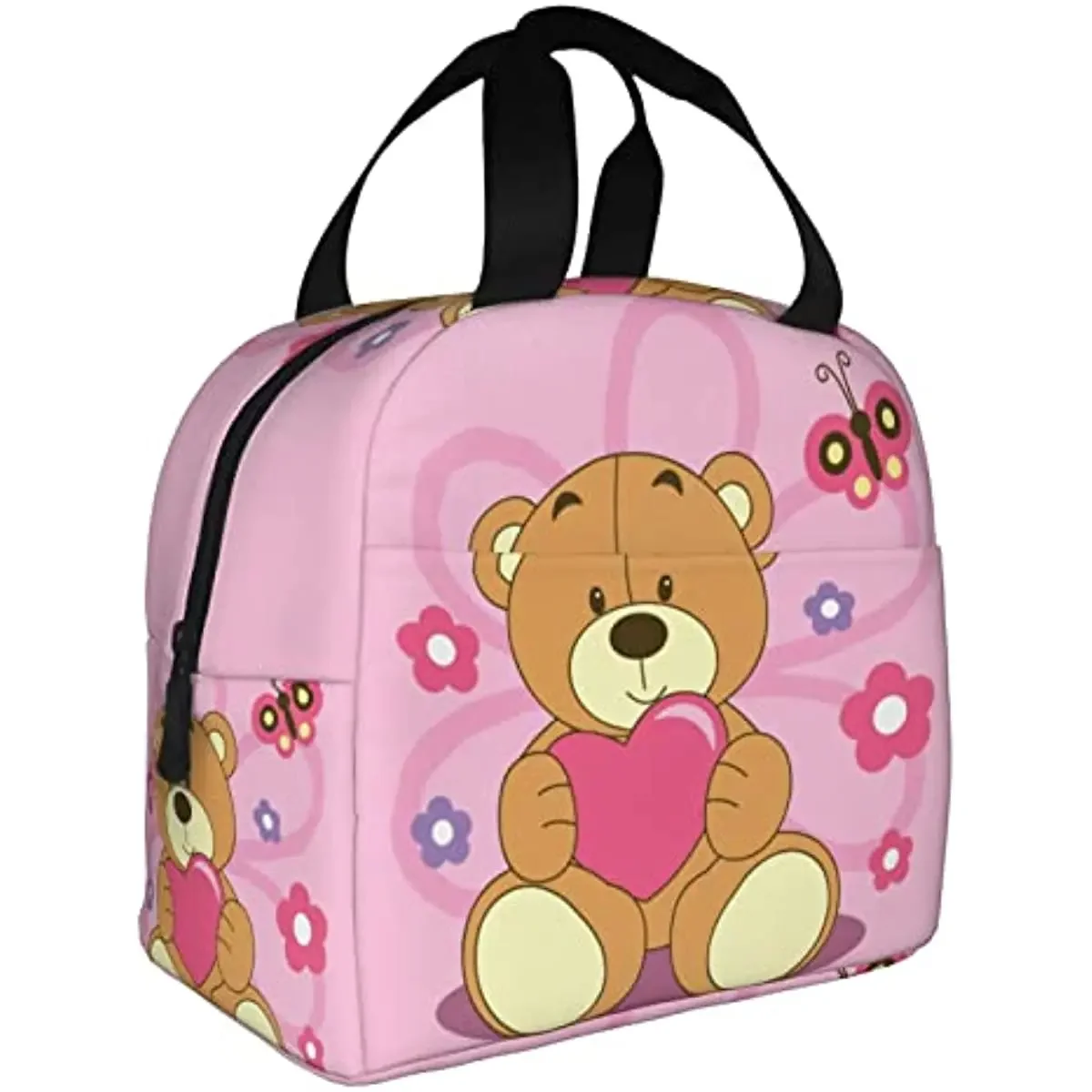 Cartoon Teddy Bear Cute Cartoon Character Unisex Reusable Lunch Box Portable Thermal Lunch Bag for Men, Women and Kids