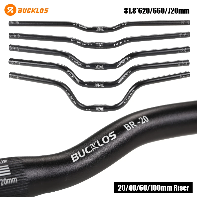 

BUCKLOS 25.4mm Bike Handlebar 20/40/60/100mm Riser Bicycle Handlebar for MTB Bike Riser Bar 620/660/720mm Bicycle Handle Bar