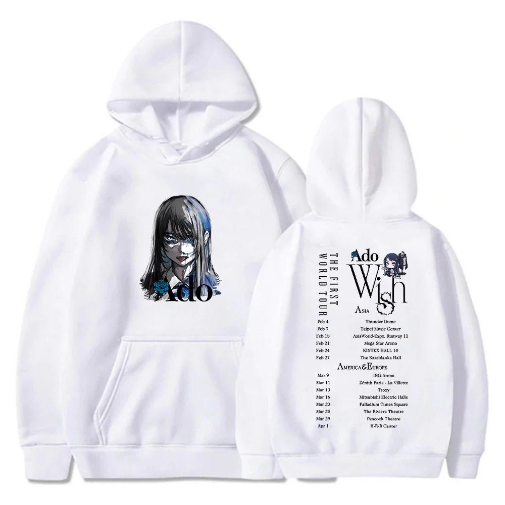 Ado Wish Tour Hoodie Japan Singer Merch 2024 Unisex Long Sleeve Streetwear Men Women Hooded Sweatshirt Fashion Clothes