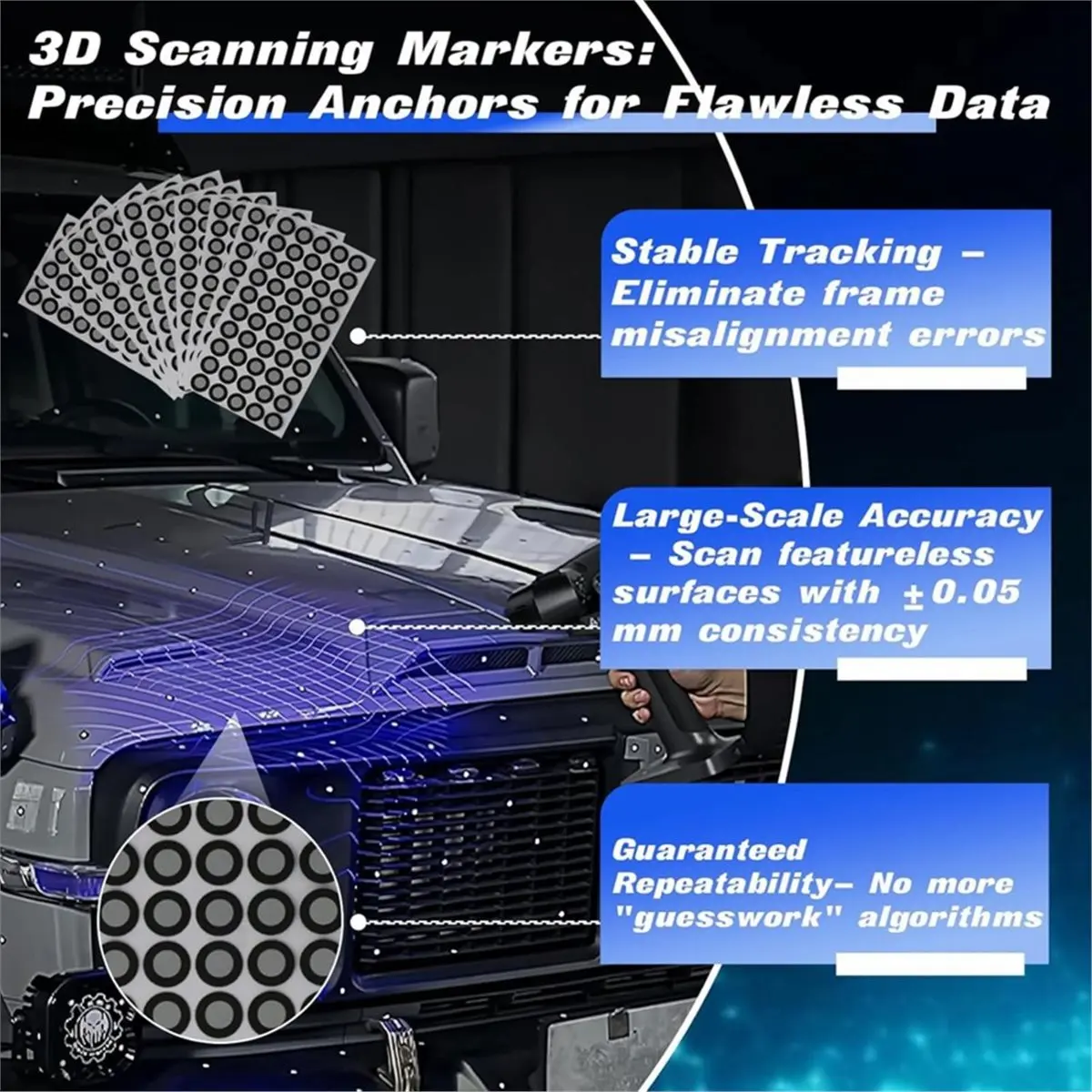 1500 Pcs 6mm High Reflectivity 3D Scanning Markers, Tracking Dots for 3D Scanners & Optical Tracking(30 Sheets/1500 Pcs)