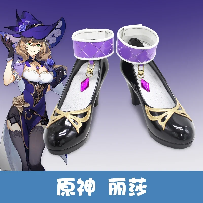 Game Genshinimpact Lisa Minci Cosplay Shoes Halloween Comic Women High-heel Shoes Game Cosplay Costume Prop Anime Cosplay