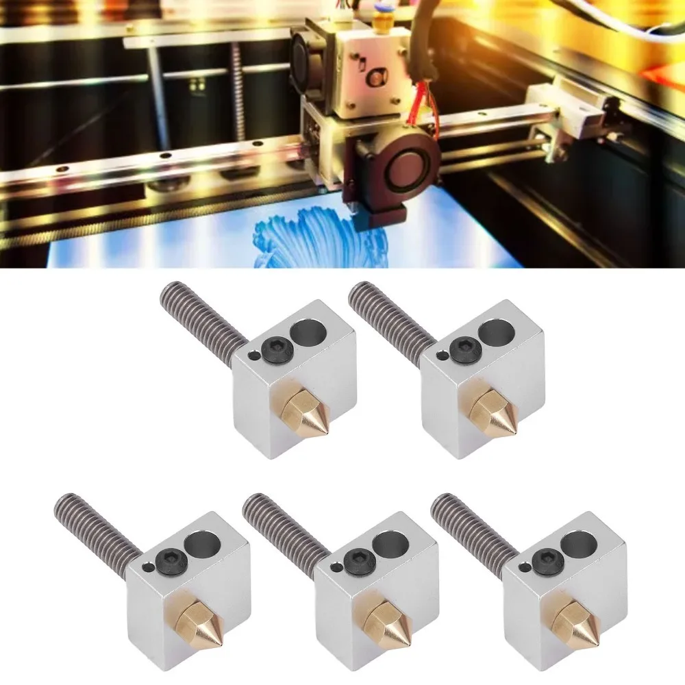 5 Set Brass Material 3D Printer Hotend Throat Tube Included Hotend Assembly Parts 3D Printer Nozzle for Anet A8 A2