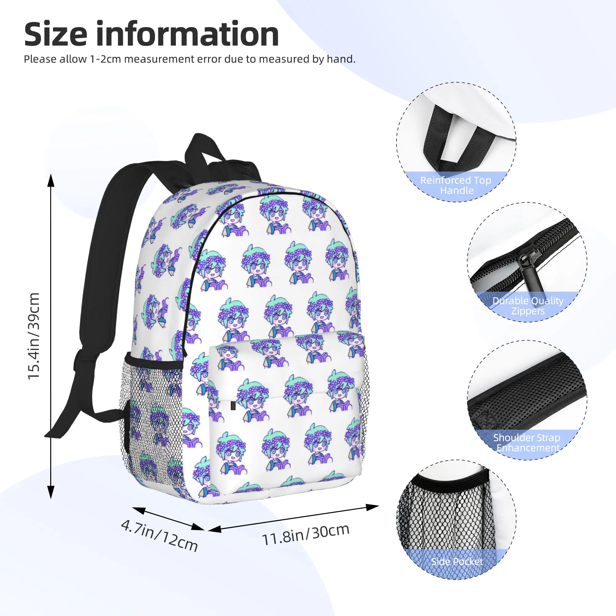 Cute Basil Omori Emote Backpack Hot Sale Daypack Large Capacity Boys Girls BookBag Shoulder Bags for Men Women School Bag