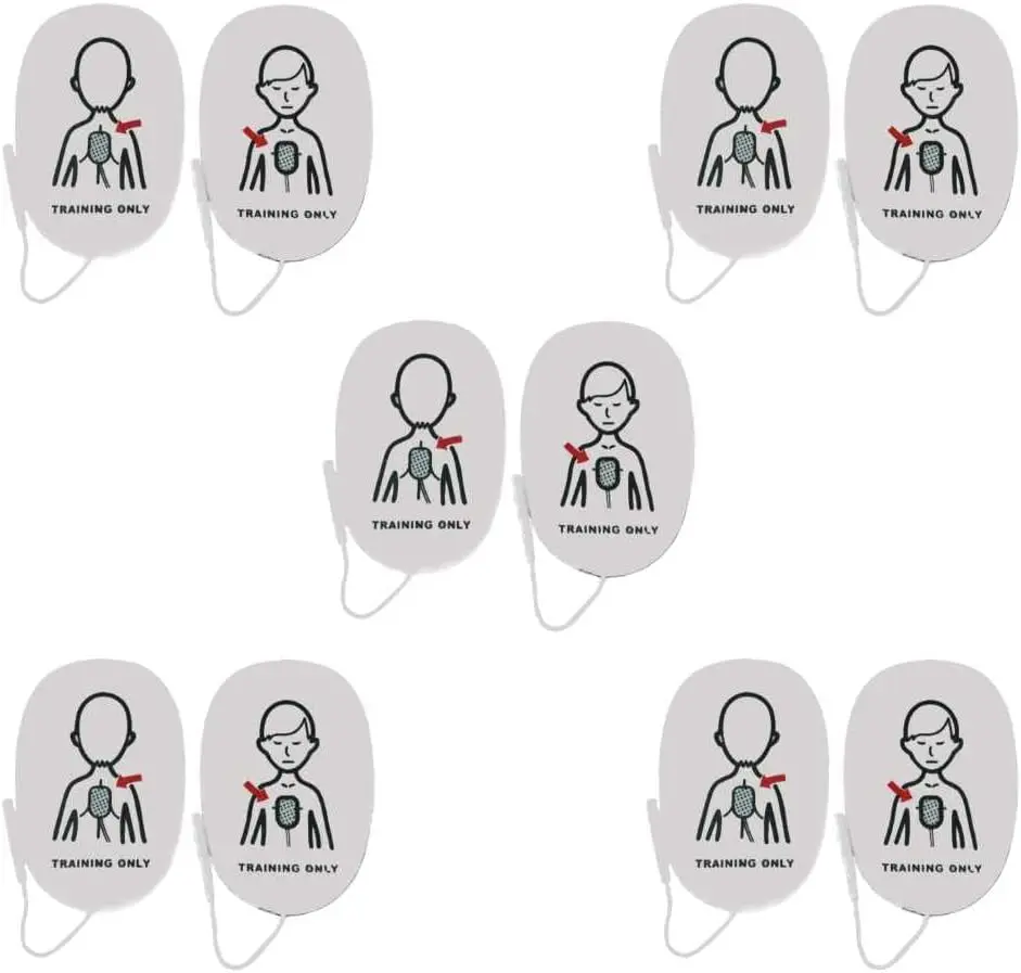 5 عبوات، وسادات تدريب الأطفال/الأطفال من AED للتدريب فقط، وسادات أقطاب كهربائية بديلة، تستخدم مع مدرب XFT-120C+ XFT-120C AED