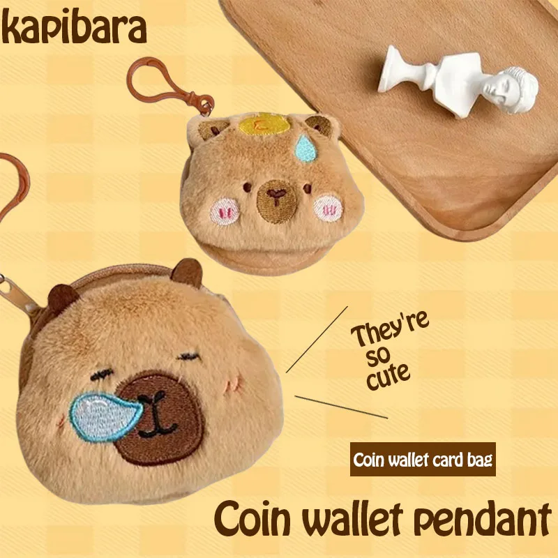 Capibara coin Purse Cute Water Guinea Pig Headset Bag pendant Cartoon plush Water Guinea Pig Keychain Doll Bag Organizer Bag Min