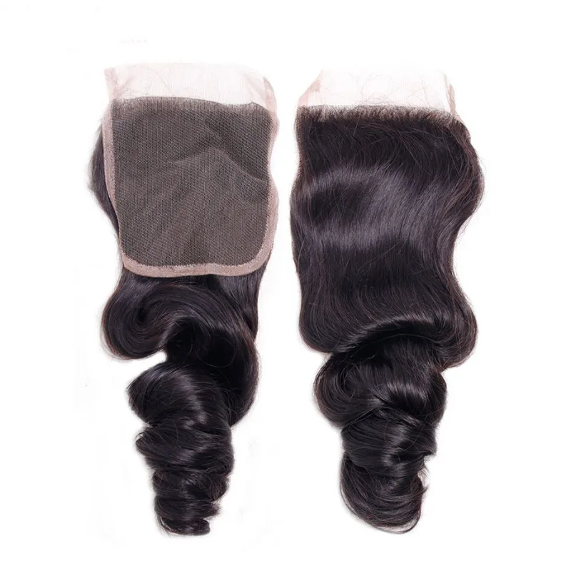 10-22 Zoll 4x4 Lace Closure, lose gewelltes Echthaar in natürlicher Farbe, federnde, wellige Textur, Lace Top Closure für Party, Dating und Haarstyling. – Detail 3