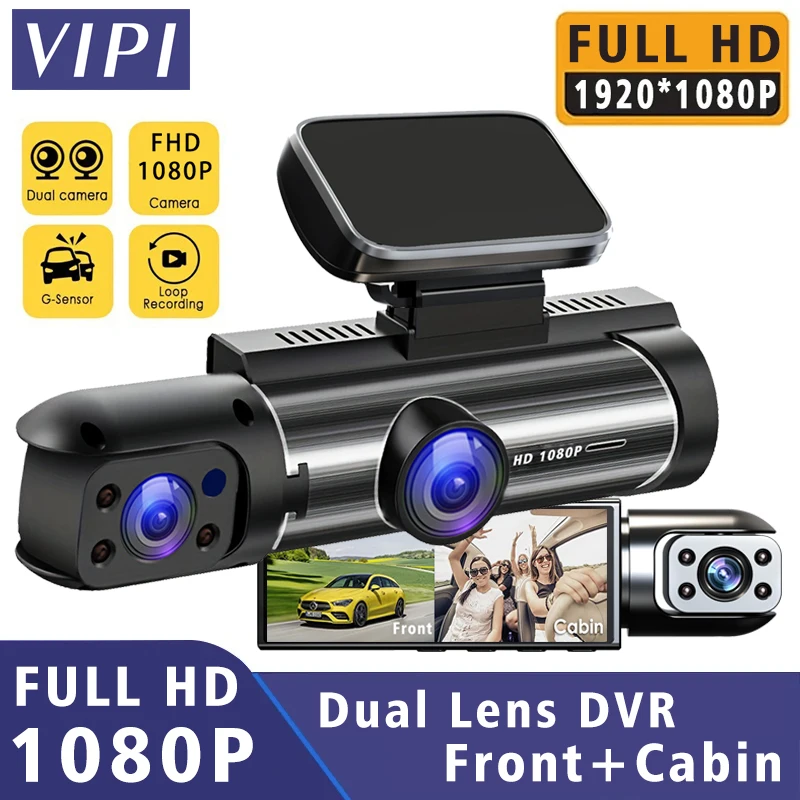 Car DVR FHD 1920*1080P Dash Camera Dual Lens Cabin Dashcam Vehicle Video Dash Cam Drive Recorder Interior Mini Dvrs Black Box