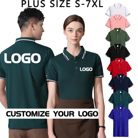 Custom Logo Work Polo Shirt Men Women Short Sleeve,Plus Size S‑7XL Customized Printing Business Team Staff Workwear Tshirt