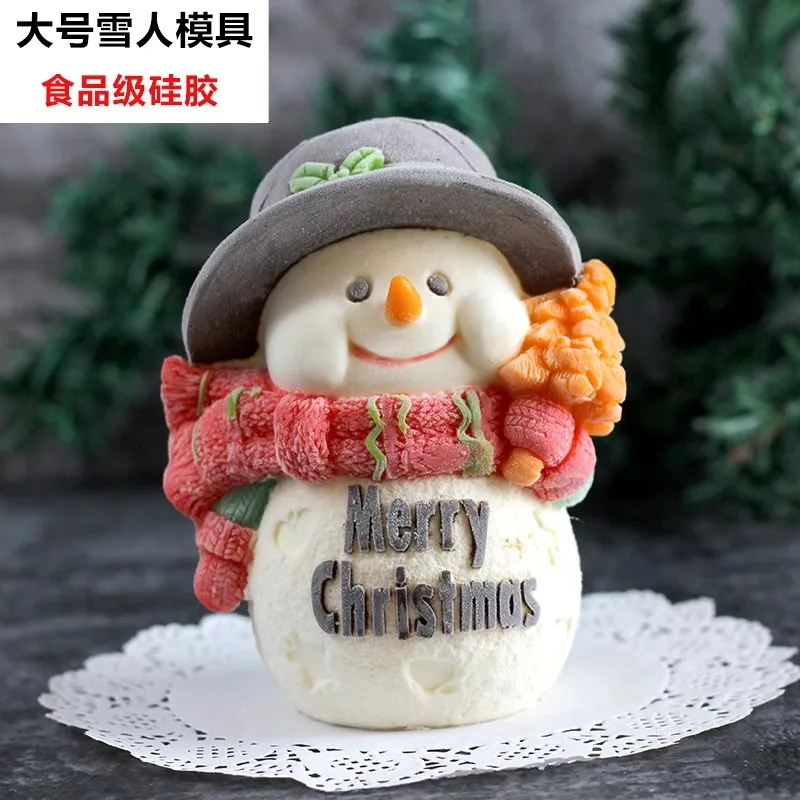 3D snowman drop mold silicone fondant cake chocolate mousse resin plaster candle aromatherapy Christmas