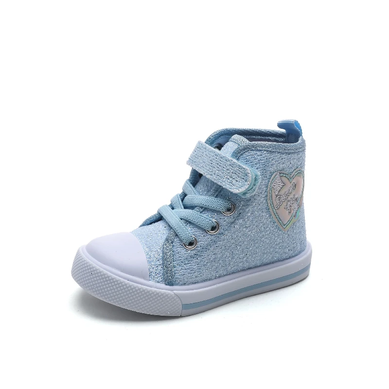 Children Canvas Shoes Girls Sequined Princess Shoes Casual High Top Board Shoes Children Shoes Kids Shoe for Girl Casual Sneaker