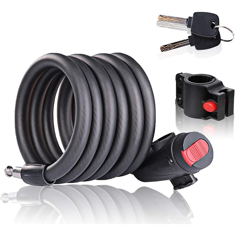 Hot AD-Anti-Theft Spiral Cable, Anti-Theft Cable For Bike / Bike Gate, Bike Padlock With Key, Bike Padlock With Key