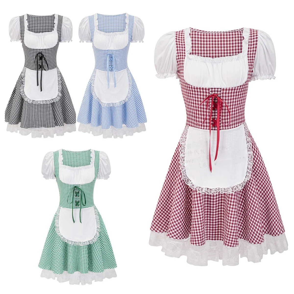 Traditionnel loween bière femme de chambre Plaid Dr orm Costume scène Performance femmes vêtements ethnique Faion hiver 2025