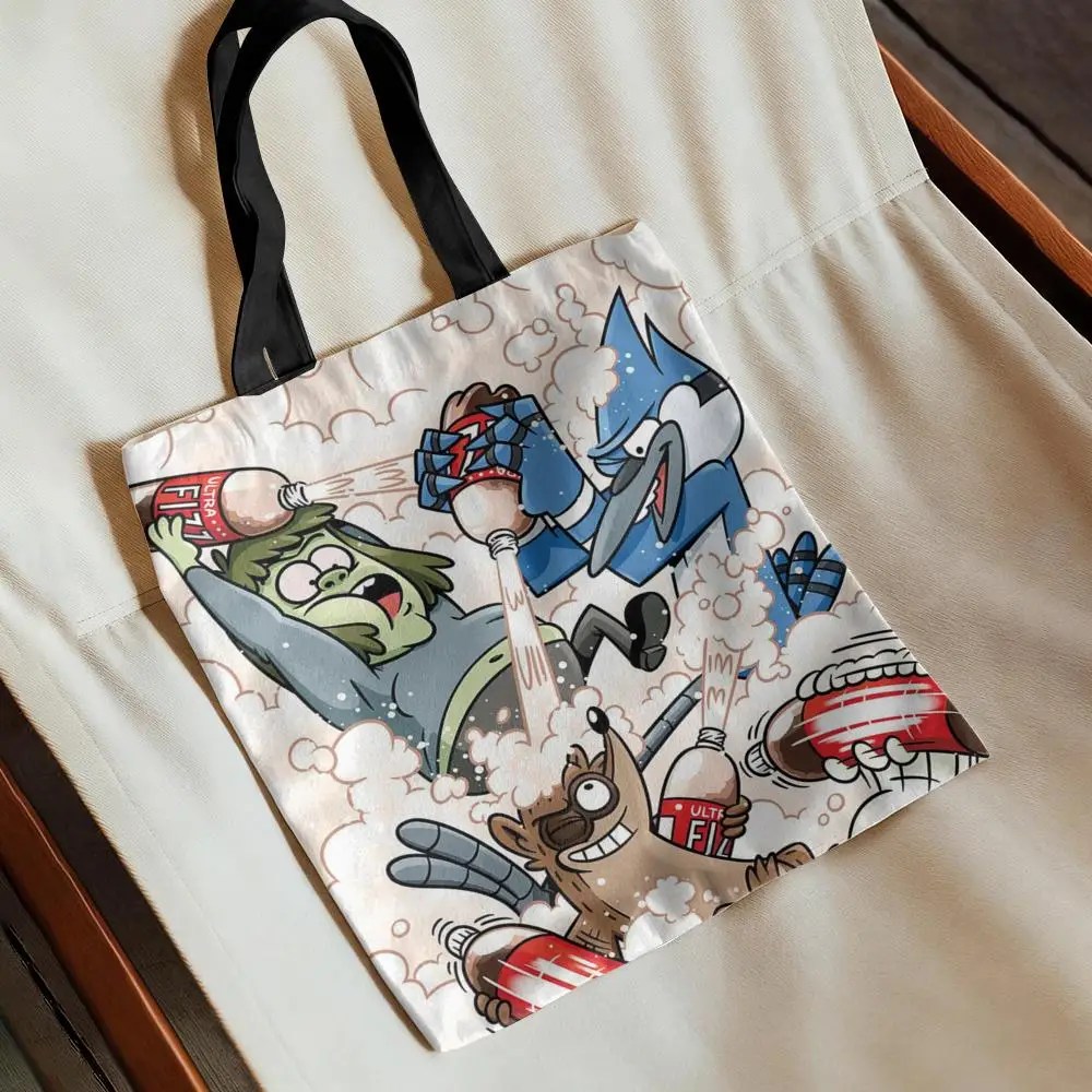 R-Regular S-Show Storage Bags Canvas Double-Sided Print Handbag Daily Lightweight Shopping Tote Bag Eco-Friendly