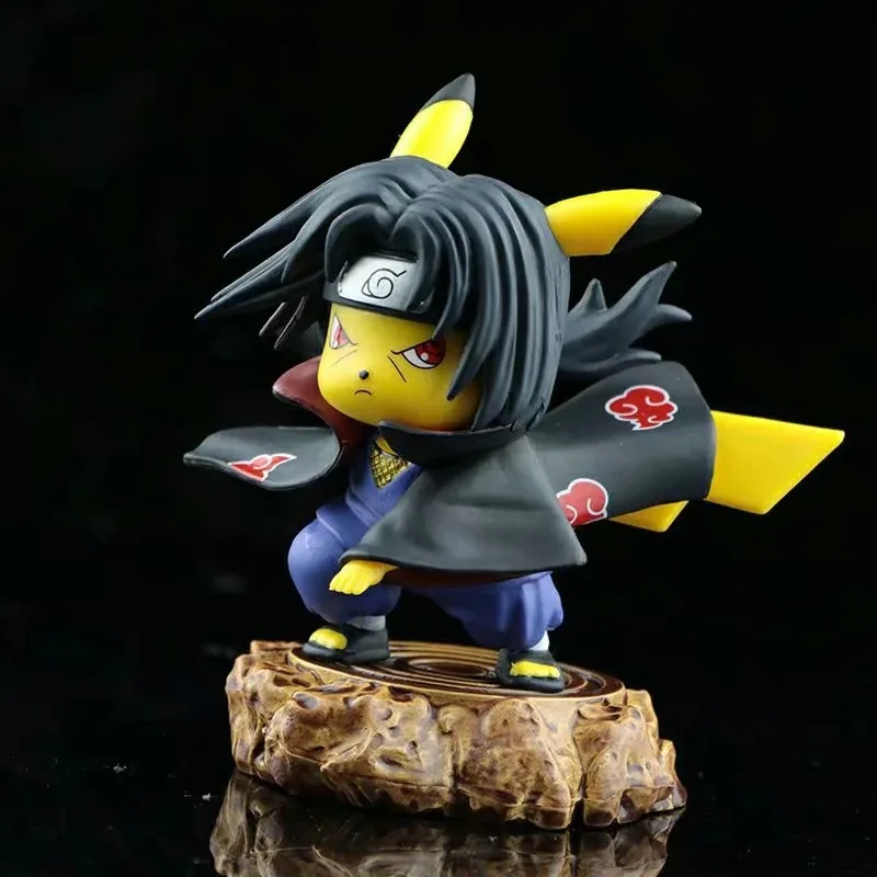 Anime Naruto Q Version Pikachu COS Uchiha Itachi Secret Organization PVC Action Figures Toys Model Statue 10cm