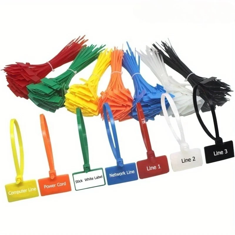 50pcs/Lot 4*150mm Nylon Cable Ties Tag Labels Plastic Loop Ties Markers Cable Tag Self-locking Zip Ties