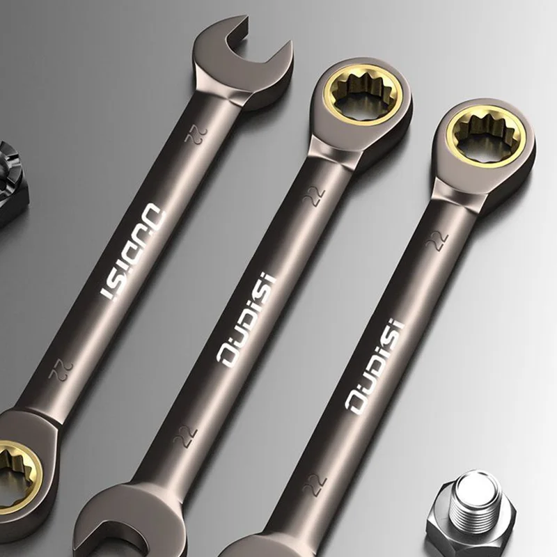 5/8/10PCS Golden Ratchet Wrenches Torque Universal Spanners Metric Sizes Dual-use Hand Repair Tools Quick Wrench