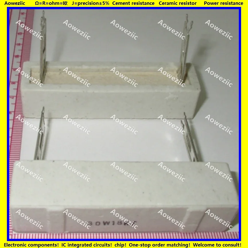 2 ชิ้น 30W18RJ 30 วัตต์ 18 โอห์ม +/- 5% แนวนอนตัวต้านทานซีเมนต์ 30 วัตต์ 18RJ ซีเมนต์ความต้านทาน 30W18R 30W18OHM ตัวต้านทานเซรามิค plug - in