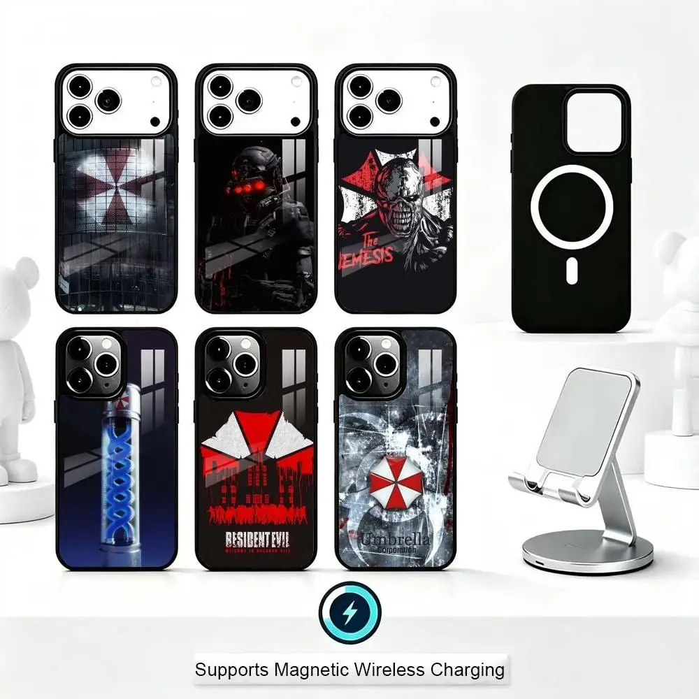 Чехол для телефона Resident Evil T-virus Umbrella Corporation для iPhone 17, 16, 15, 14, 13, 12, 11 Plus, Pro с поддержкой магнитной беспроводной зарядки
