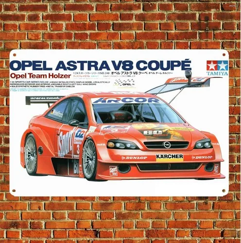 Metal Poster Car Scale Model Tin Sign Plaque Tamiya Opel Astra Coupe Boxart  -aluminum
