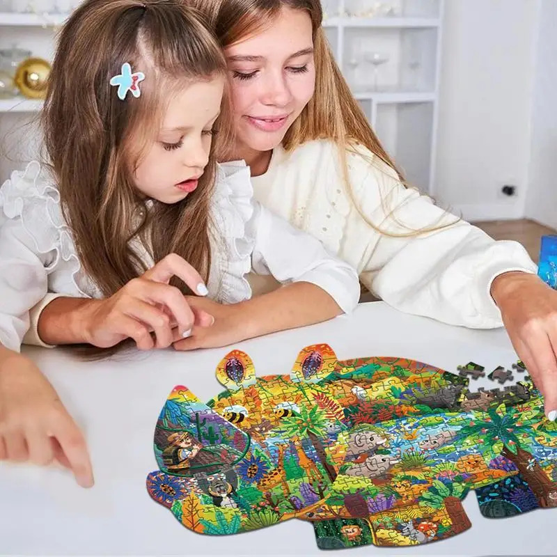 Kids Jigsaw Puzzles Colorful Paper Animal Shape Childrens Puzzles Decorative Entertainment Educational Puzzle Toys Early