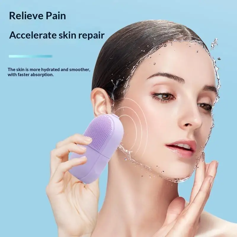 1Pcs Reusable Facial Massage Silicone Face Ice Mold For Beauty Skin Care Face Ice Roller With Cleansing Brush〔HMA58〕