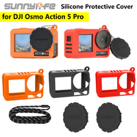 Sunnylife Silicone Protective Cover for DJI Osmo Action 5 Pro Camera Accessories Full Protector Case Lanyard Lens Cap Sleeve