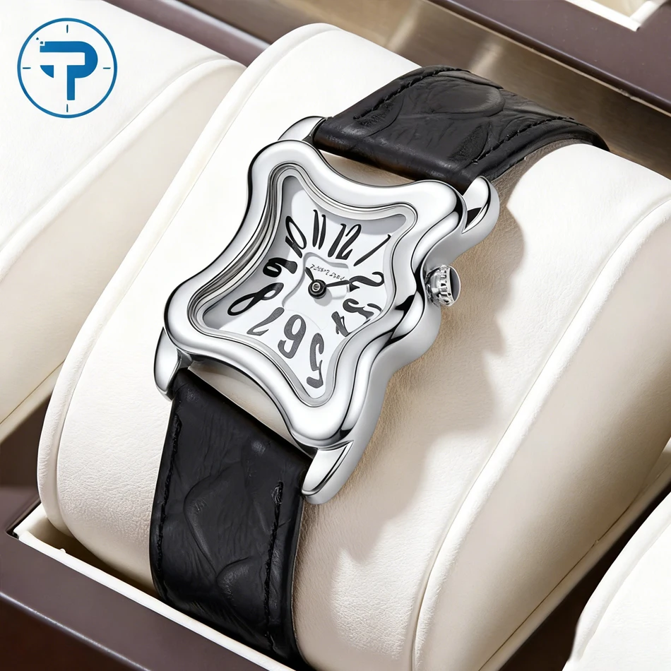 Retro Watch with Twisted Butterfly Y2K Silver Watch Women's Leather Strap Trendy Niche Design Jewelry Gifts Women's Quartz Watch