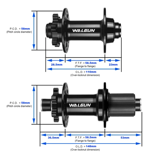 Imagen 2 del producto Buje de bicicleta de montaña M1F M1R BOOST, 28, 32, 36 agujeros, 110mm, 148mm, HG, MS, micro spline, XD, XDR, 11, 12 v, freehub delantero y trasero